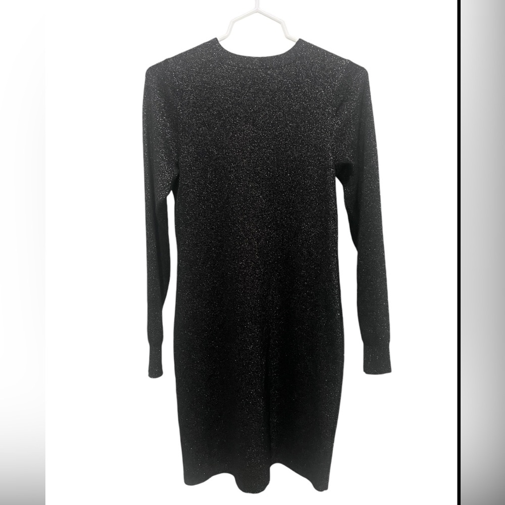 Loft Black and Gold Sparkly Glitterfree Party Sweater Dress Womens Small - Picture 3 of 6